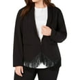thumbnail image 1 of I.N.C Womens Fringed Blazer Jacket, Black, Plus Size, 3X, 1 of 2