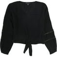thumbnail image 1 of I.N.C Womens Front Tie Crop Top Blouse, Black, Petite, PP, 1 of 2