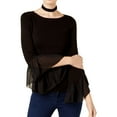 thumbnail image 1 of I-N-C Womens Georgette Cuff Pullover Sweater, Black, Small, 1 of 2