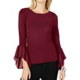 thumbnail image 1 of I.N.C Womens Georgette Cuff Pullover Sweater, Red, X-Large, 1 of 1