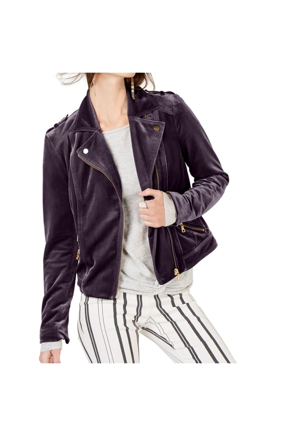 I.N.C Womens Glam Motorcycle Jacket, Purple, X-Small