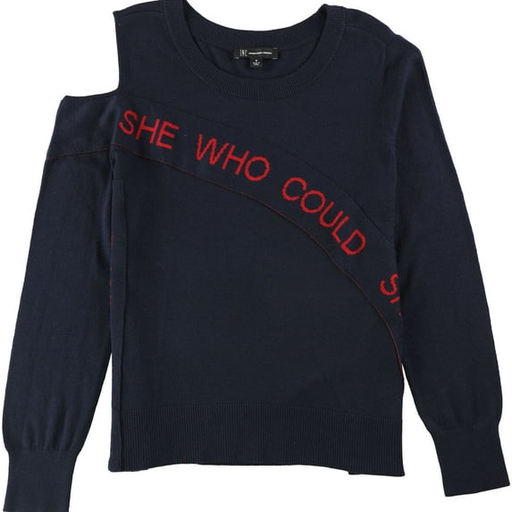I-N-C Womens Graphic-Print Knit Sweater, Blue, X-Small