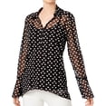 thumbnail image 1 of I.N.C Womens Gridded Button Up Shirt, Black, XX-Large, 1 of 2