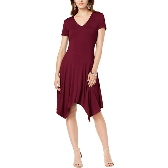 I-N-C Womens Handkerchief Hem Asymmetrical Dress, Red, Medium