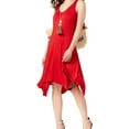 thumbnail image 1 of I-N-C Womens Handkerchief Hem Fit & Flare Dress, Red, X-Large, 1 of 1