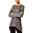 thumbnail image 1 of I.N.C Womens Handkerchief-Hem Knit Sweater, Black, Small, 1 of 1
