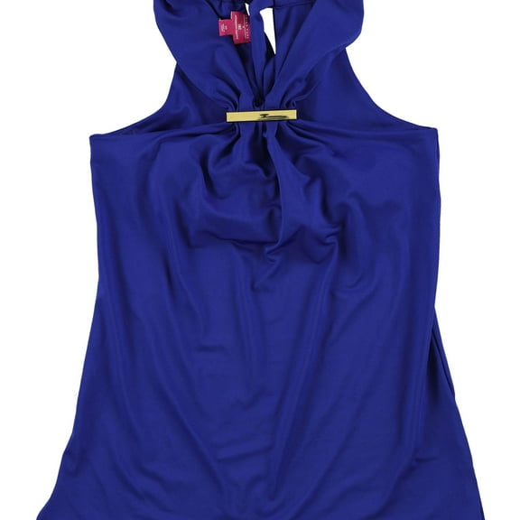 I.N.C Womens Hardware Halter Top Shirt, Blue, X-Large