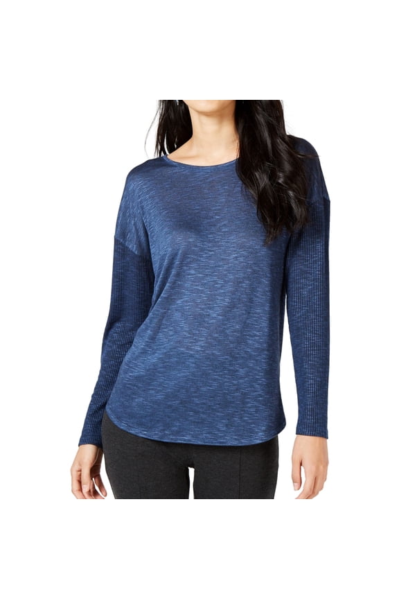 I.N.C Womens Heathered Pullover Blouse, Blue, X-Large