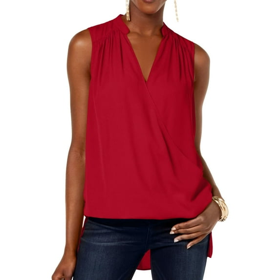 I.N.C Womens Hi-low Pullover Blouse, Red, XX-Large