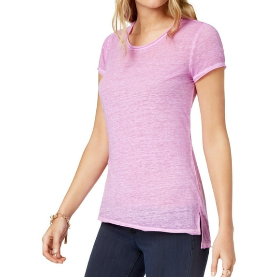 I.N.C Womens High-low Basic T-Shirt, Pink, Large