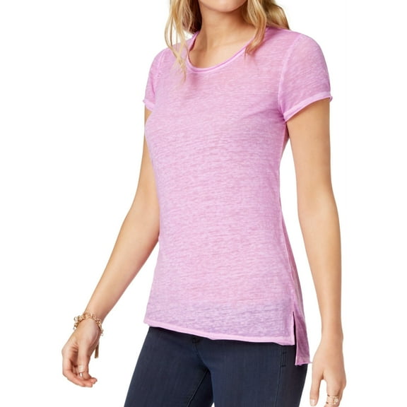 I.N.C Womens High-low Basic T-Shirt, Pink, Medium