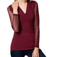 thumbnail image 1 of I.N.C Womens Illusion Knit Blouse, Red, Small, 1 of 2