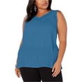 thumbnail image 1 of I-N-C Womens Illusion Tank Sleeveless Blouse Top, Blue, 3X, 1 of 5