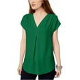 thumbnail image 1 of I.N.C Womens Inverted Pleat Pullover Blouse, Green, X-Large, 1 of 1