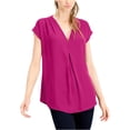 thumbnail image 1 of I-N-C Womens Inverted Pleat Pullover Blouse, Pink, X-Large, 1 of 2