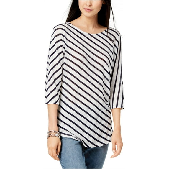 I-N-C Womens Jewel Neck Pullover Blouse, White, Medium