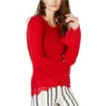 thumbnail image 1 of I.N.C Womens Lace Bell-Sleeve Knit Sweater, Red, Small, 1 of 2