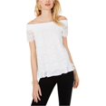 thumbnail image 1 of I-N-C Womens Lace Pullover Blouse, White, X-Large, 1 of 1