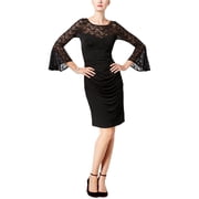 I-N-C Womens Lace Sheath Dress, Black, Medium