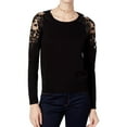 thumbnail image 1 of I.N.C Womens Lace Trimmed Knit Sweater, Black, Small, 1 of 1