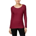 thumbnail image 1 of I.N.C Womens Lace-Up Knit Sweater, Red, XX-Large, 1 of 3