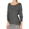 thumbnail image 1 of I.N.C Womens Lace Up Sides Pullover Sweater, Grey, Small, 1 of 1