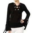 thumbnail image 1 of I.N.C Womens Lace-Up Sweatshirt, Black, Medium, 1 of 1