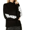 thumbnail image 1 of I.N.C Womens Laced Sleeve Knit Sweater, Black, Large, 1 of 2