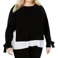 thumbnail image 1 of I.N.C Womens Layered-Look Knit Sweater, Black, Plus Size, 1X, 1 of 2
