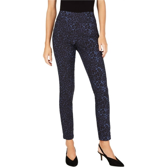 I.N.C Womens Leopard Casual Trouser Pants, Blue, 4