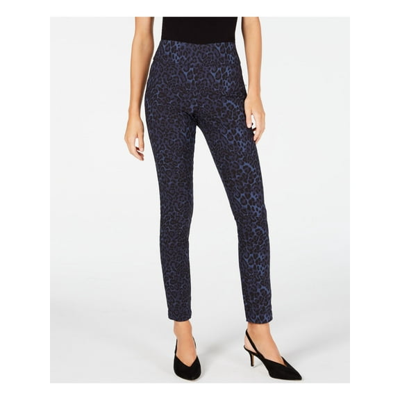 I.N.C Womens Leopard Casual Trouser Pants, Blue, 6 Regular