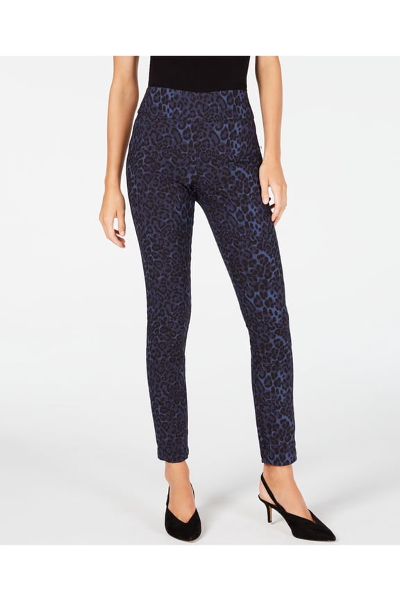 I.N.C Womens Leopard Casual Trouser Pants, Blue, 6