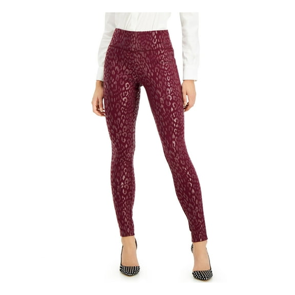 I.N.C Womens Leopard Print Casual Leggings, Red, 2