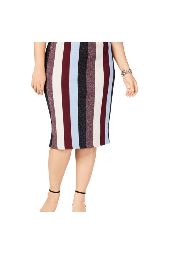I.N.C Womens Lurex Pencil Skirt, Multicoloured, Plus Size, 3X