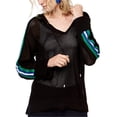 thumbnail image 1 of I.N.C Womens Mesh Hoodie Sweatshirt, Black, Small, 1 of 1