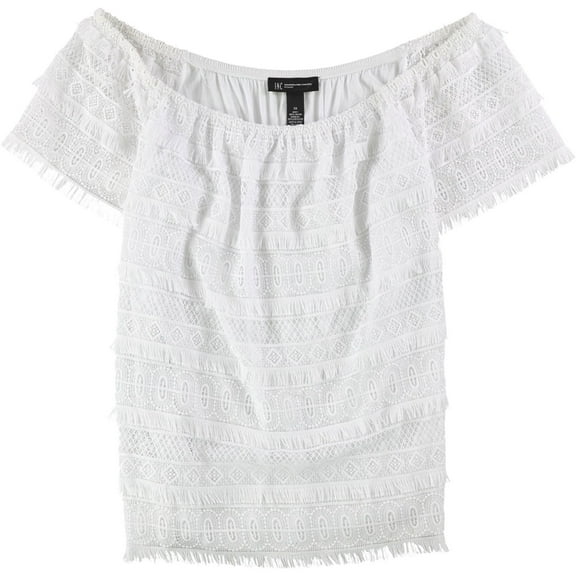 I.N.C Womens Mesh Off the Shoulder Blouse, White, X-Large
