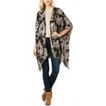 thumbnail image 1 of I-N-C Womens Metallic Jacquard Wrap Jacket, Grey, One Size, 1 of 2