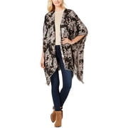 I-N-C Womens Metallic Jacquard Wrap Jacket, Grey, One Size