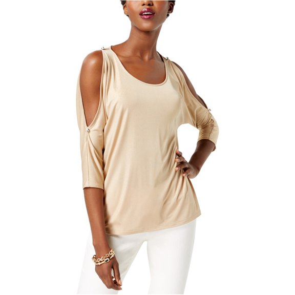 I-N-C Womens Metallic Knit Blouse, Metallic, XX-Large