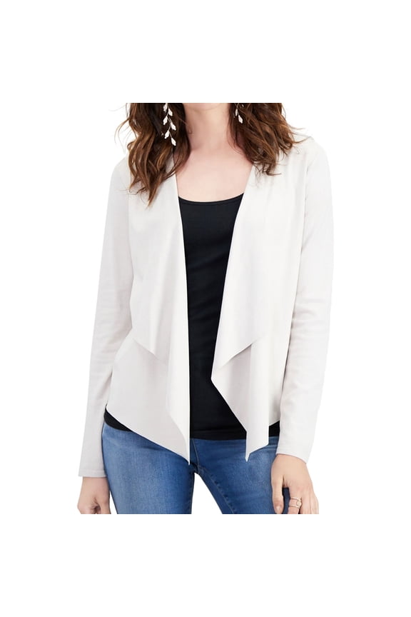 I.N.C Womens Moleskin Cardigan Sweater, Beige, Large