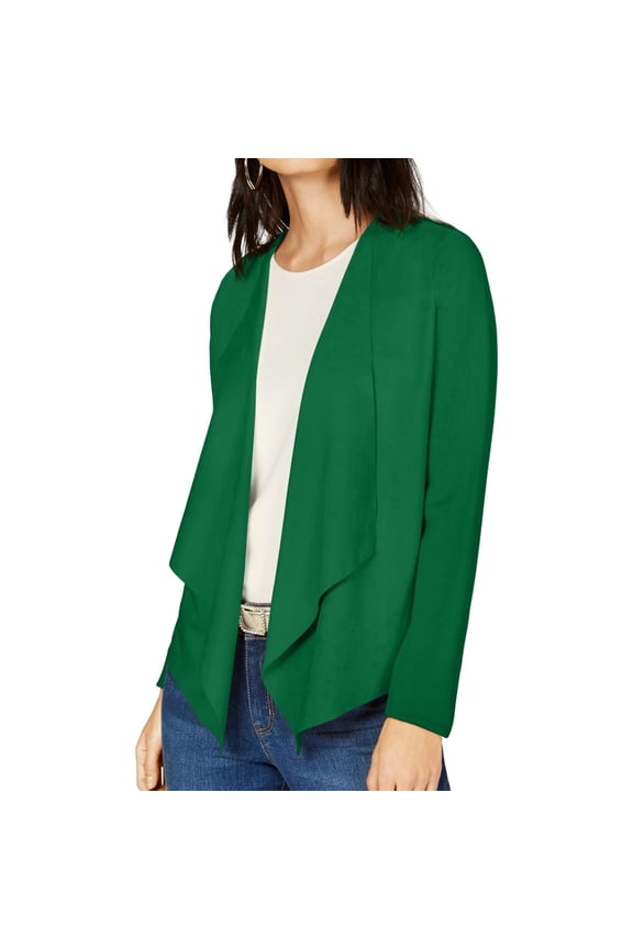 I-N-C Womens Moleskin Cardigan Sweater, Green, Small