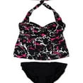 thumbnail image 1 of I.N.C Womens Multi Ruched Brief 2 Piece Bandeau, Black, 16, 1 of 2