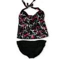 thumbnail image 1 of I.N.C Womens Multi Ruched Brief 2 Piece Tankini, Black, 20, 1 of 2