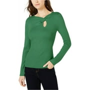 I-N-C Womens Neckline Twist Pullover Sweater, Green, Medium