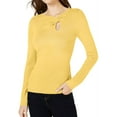 thumbnail image 1 of I.N.C Womens Neckline Twist Pullover Sweater, Yellow, X-Large, 1 of 1