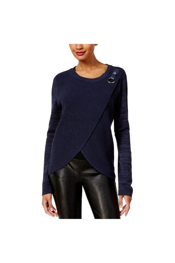 I.N.C Womens Non Leather Knit Sweater, Blue, XX-Large