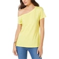 thumbnail image 1 of I.N.C Womens Off the Shoulder Basic T-Shirt, Yellow, X-Small, 1 of 1