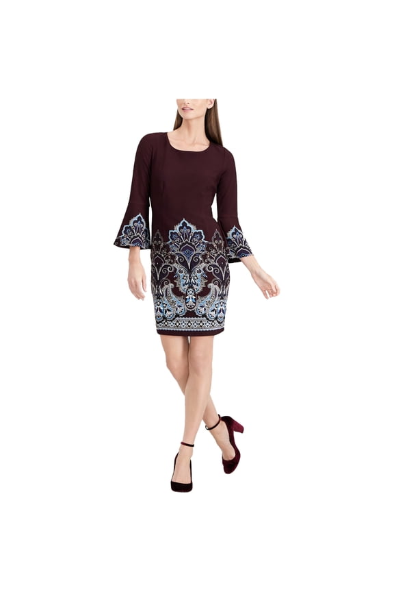 I-N-C Womens Paisley Shift Dress, Red, Small