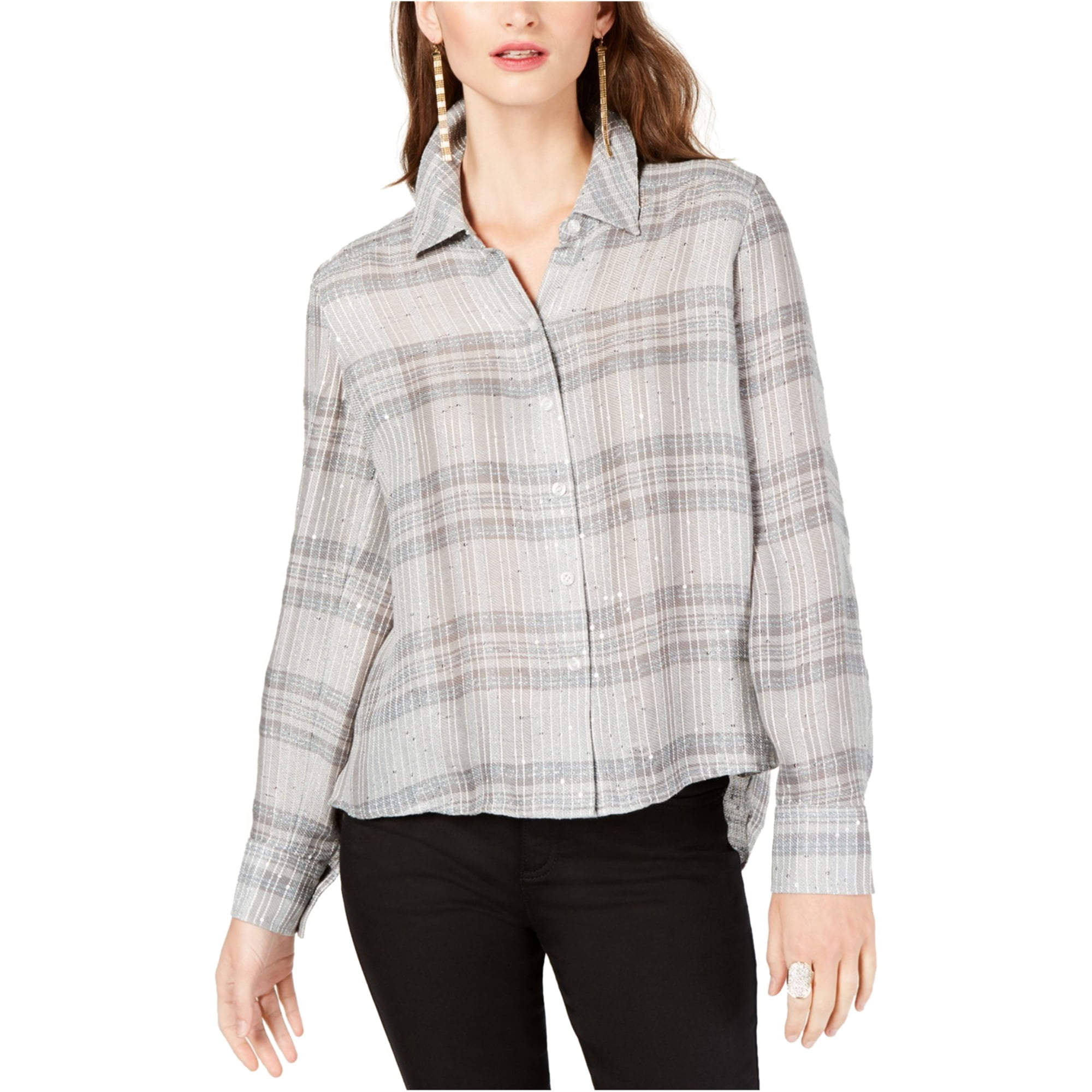Plaid sequin clearance shirt