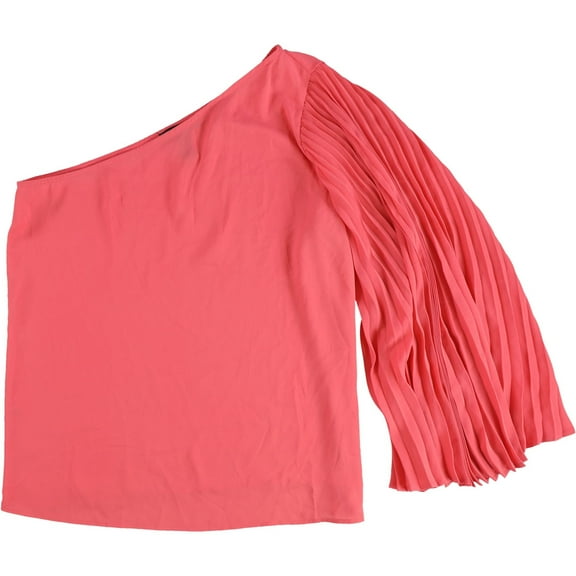 I.N.C Womens Pleated One Shoulder Blouse, Pink, Large